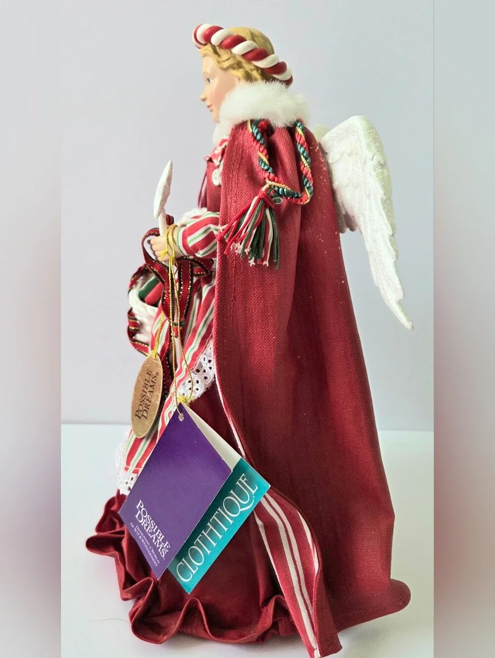 CLOTHTIQUE POSSIBLE DREAMS PEPPERMINT ANGEL TREE TOPPER 10